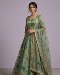 Emerald Green Embroidered Lehenga Set with Organza Dupatta