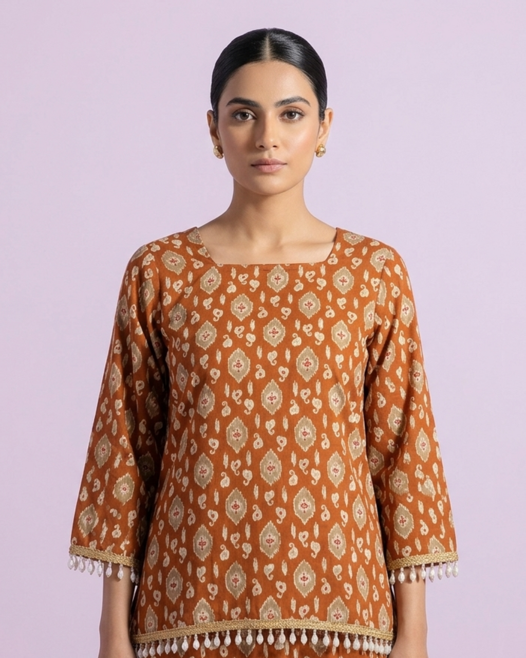 Floral Square-Neck Short Kurti